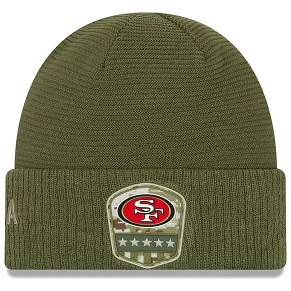 San Francisco 49ers New Era Olive Salute to Service Sideline Cuffed Knit Beanie - Picture 2 of 6